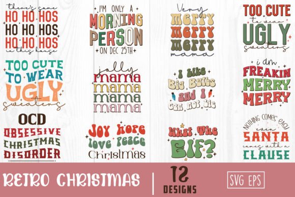 Retro Funny Christmas Svg Bundle for Graphics and Crafts