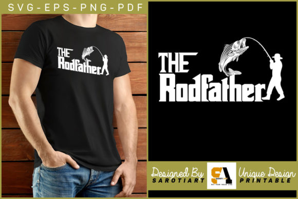 The Rodfather Fishing Funny Design SVG for Crafts and Graphics