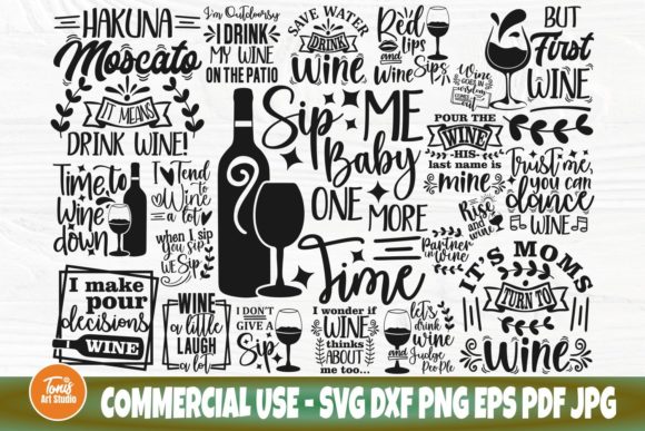 Wine SVG Bundle, Funny Wine Svg Quotes: Graphics for Crafts